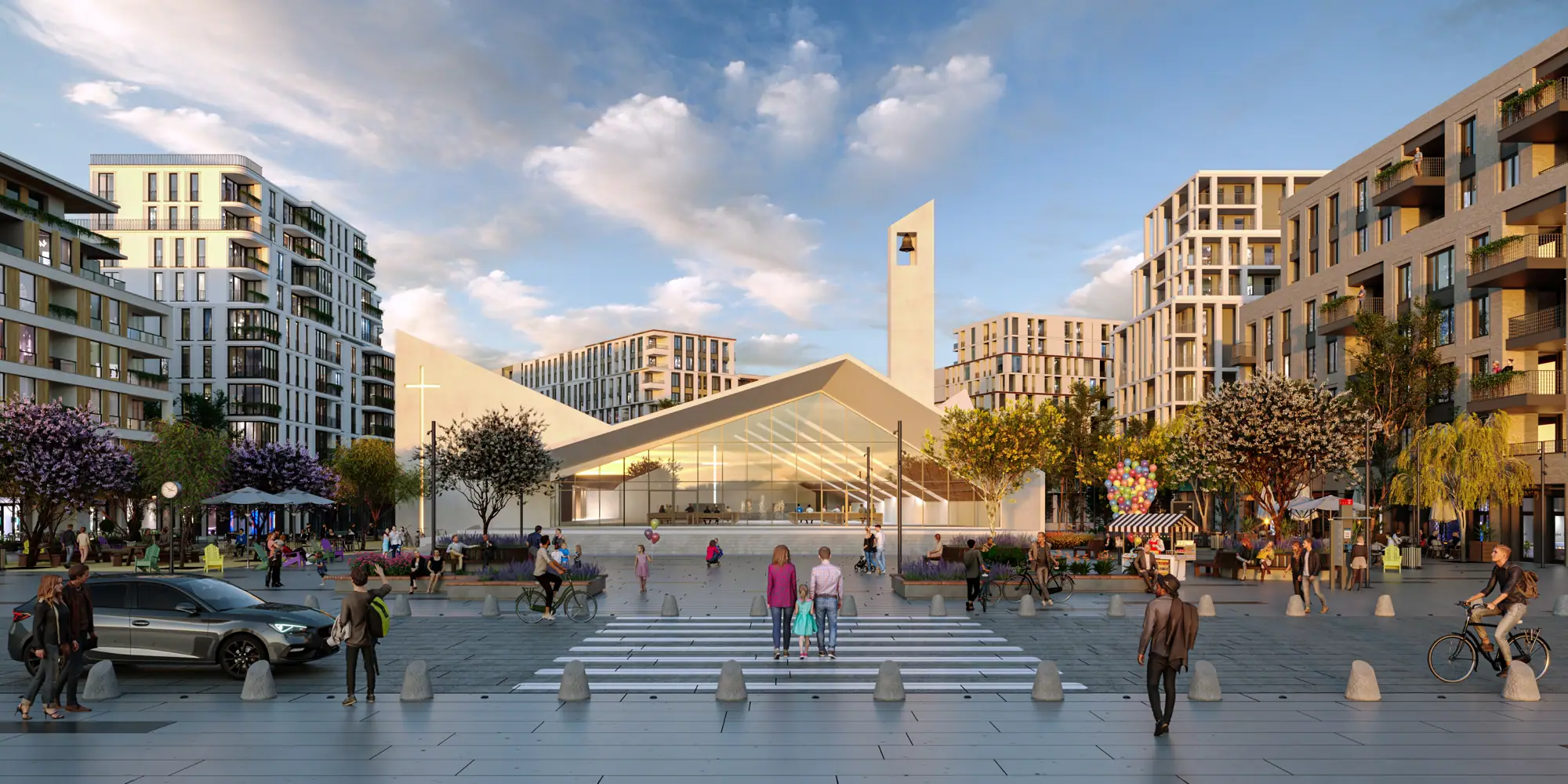 Plaza de un master plan conceptual de día